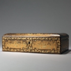 外銷象牙製益智遊戲手繪漆盒<br/ ><b>Games box</b><br />Lacquered wood, painted with gilt<br />Canton; Qing dynasty, mid-19th c.<br />41.9 x 26.9 x 12.7 cm<br /><em>Yi Zhi Tang</em> Collection 25-006