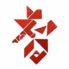 圖案取自童叶庚著《益智圖千字文》<br/ ><b>Fifteen-piece tangrams forming the characters 益 and 智 (enhancing intelligence)<br />from Tong Xiegeng’s <i>Enhancing Intelligence Diagrams of One Thousand Characters (Yizhi tu qianziwen)</i></b><br /><em>Yi Zhi Tang</em> Collection