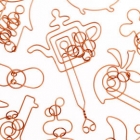 <b>巧環 阮根全製作<br/ >Ingenious rings wire puzzles <i>(qiao huan)</i></b><br />Crafted by Ruan Genquan<br />Copper wire<br />Wuxi, Jiangsu Province; 1998<br /><em>Yi Zhi Tang</em> Collection 40-001