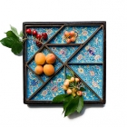 畫琺瑯七巧果盤<br/ ><b>Tangram dishes</b><br />Canton enamel<br />Canton; Qing dynasty, 19th c.<br />33.0 x 33.0 x 1.8 cm<br /><em>Yi Zhi Tang</em> Collection 72-039