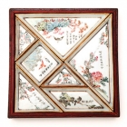 瓷製七巧果盤<br/ ><b>Tangram condiment dishes</b><br />Porcelain with colored enamels<br />Jingdezhen, Jiangxi Province; Republic period (1911-1949)<br />21.7 x 21.7 x 1.7 cm<br /><em>Yi Zhi Tang</em> Collection 72-008
