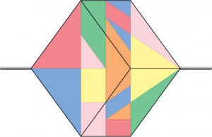 第一种七巧立方：一对正四面体中间夹着两条七巧条纹