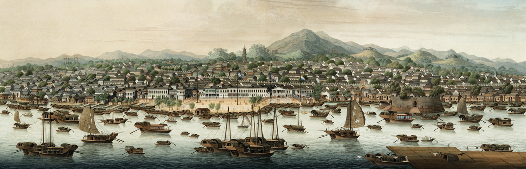view of Canton harbor in 1800